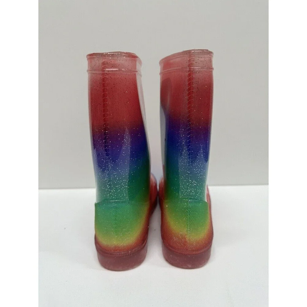 Olive & Edie rainbow rainboot LU Youth Size 2 Waterproof (PVC)